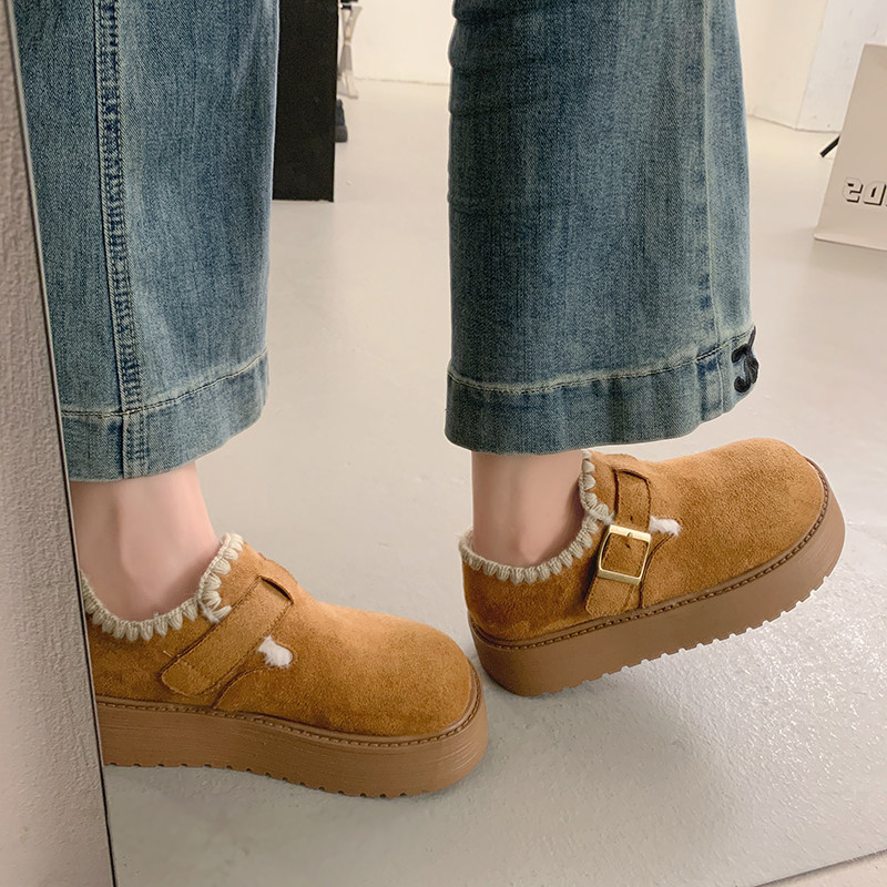 厚底加绒勃肯鞋女2025新款秋冬季豆豆乐福鞋保暖雪地靴低帮棉鞋子,淘宝优惠券,粉丝福利购,淘宝优惠卷