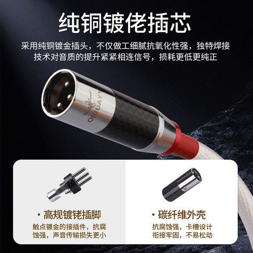 杨阳YYAUDIO OCC单晶镀银发烧卡侬音频线卡农头HiFi音响XLR平衡线 - 图1