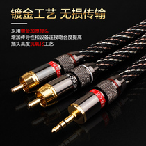 Taiwan Yang Yang Hair Burning Class 3 5mm Dual Track Transfer 10% Two RCA Double Lotus Flower Head Audio Line Computer To Pick Up Sound