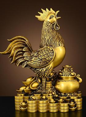 纯黄铜金鸡摆件聚财公鸡生肖鸡大