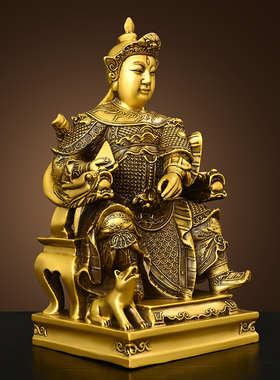 纯黄铜二郎神铜像家居装饰工艺品