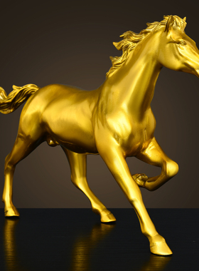纯黄铜马到成功招财摆件