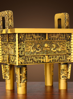 纯黄铜双龙财富宝鼎司母戊鼎四足