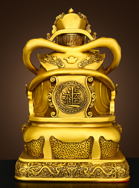 纯黄铜文财神爷神像摆件如意财神