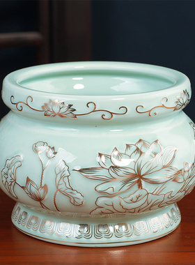 红莲之缘陶瓷供奉中式桌面摆放