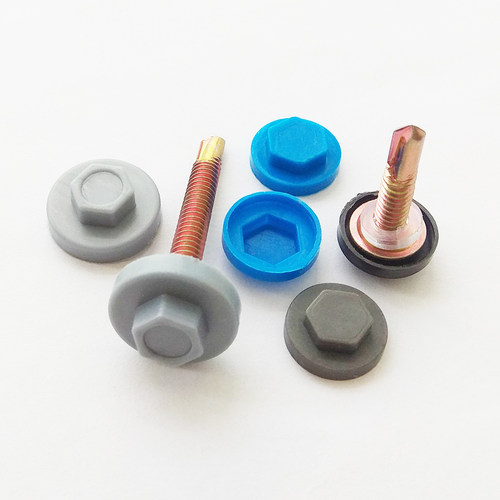 钻尾螺丝防水帽六角燕尾自攻钉彩钢树脂瓦钉塑料保护盖帽宽边包邮 - 图3