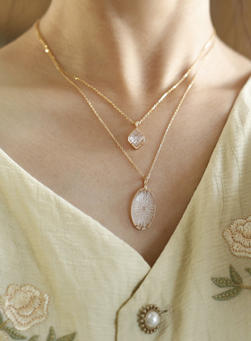 镜中人丨天然白水晶雕花纯银项链