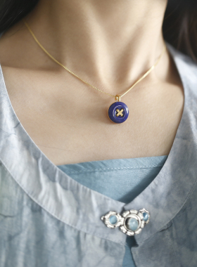 君心我心丨天然青金石平安扣纯银