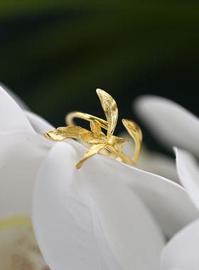 空谷幽兰丨纯银兰花戒指