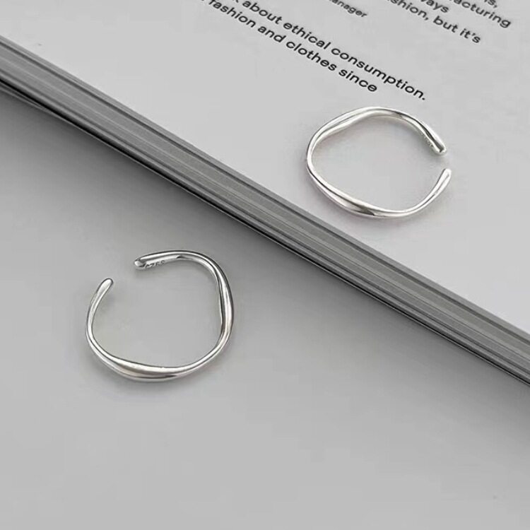 925 silver-plated Moebius ring light luxury high-end tail ring women's index finger ring open ring plain ring