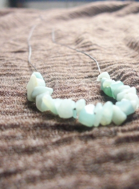 阿福家 天然亚马逊天河石碎石手编一线简约随意蜡绳项链