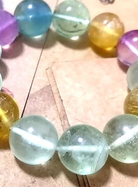 福百瑞珠宝孤品天然彩虹萤石大珠美貌复古手链