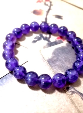 福百瑞珠宝孤品浓郁乌拉圭紫水晶水晶手编复古美搭精工手链