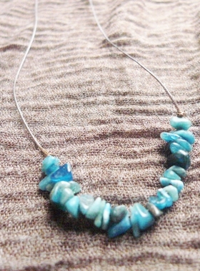 阿福家 天然蓝晶石碎石手编一线简约随意蜡绳项链