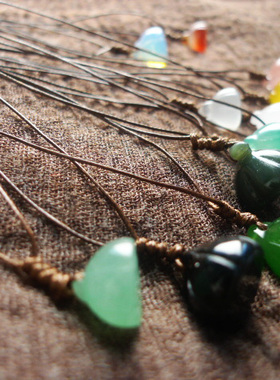 原石手工编织腊绳吊坠