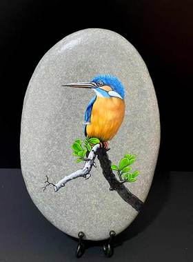 石头摆件现代简约办公室纯手绘