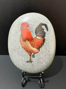 石头摆件中式卧室纯手绘