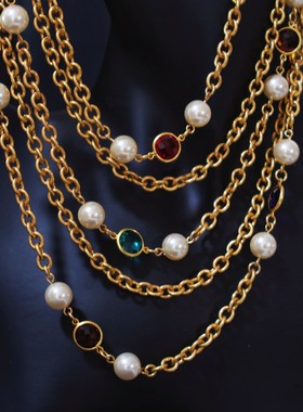 复古多层项链毛衣链女