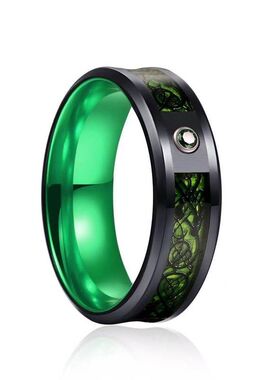 标准美码双色龙纹钨钢戒指金属