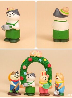 田园可爱小猫桌面装饰摆件