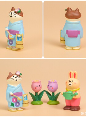 日式和服猫咪创意解压摆件