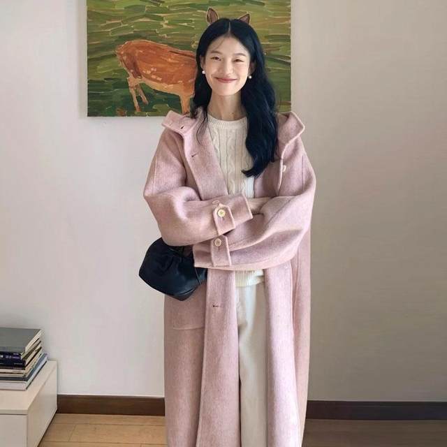 Long woolen coat hooded woolen coat for small people
