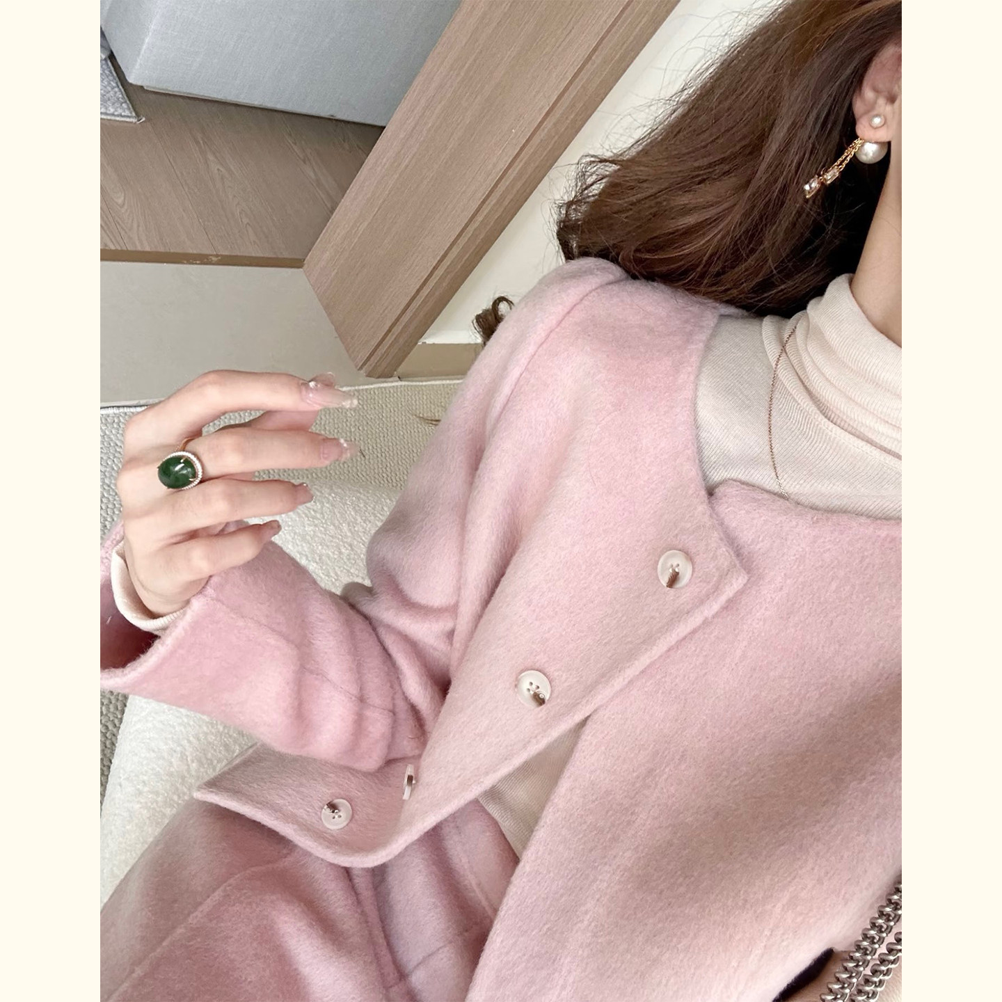 粉色小香风呢子套装女秋冬高级感千金气质名媛外套半身裙两件套,淘宝优惠券,粉丝福利购,淘宝优惠卷