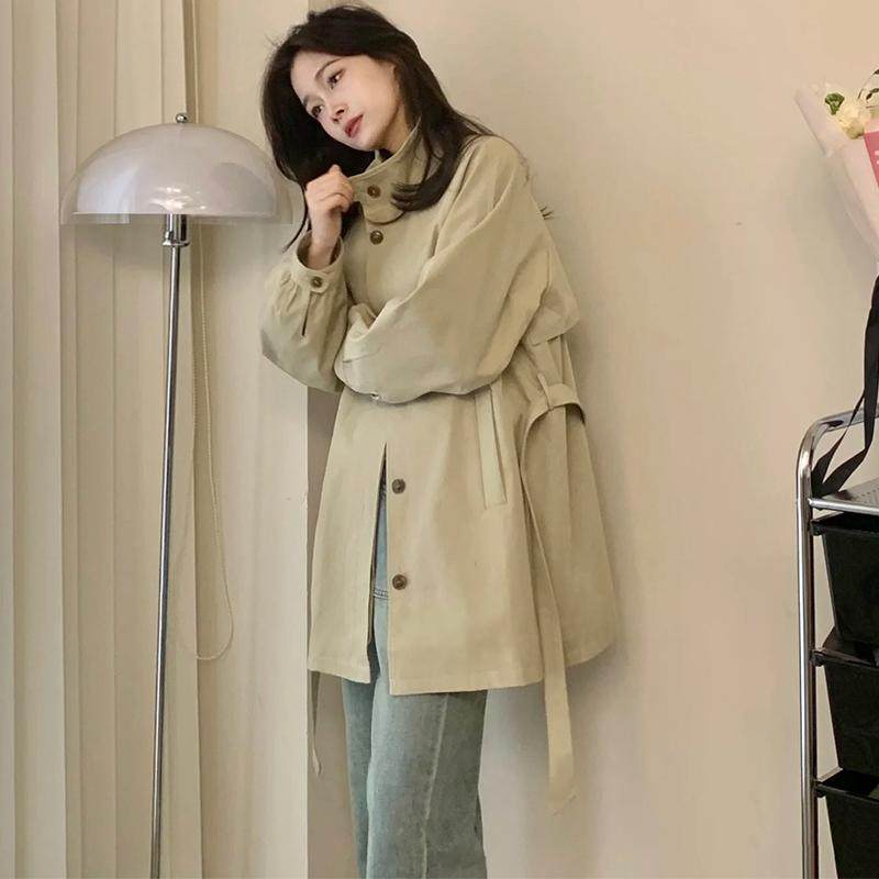 卡其色中长款风衣外套女春季新款小个子高级感超好看韩系上衣,淘宝优惠券,粉丝福利购,淘宝优惠卷