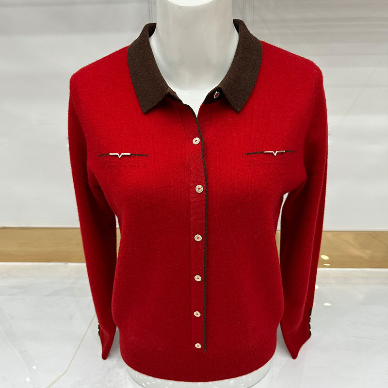 中老年妈妈洋气小衫秋装2025新款上衣翻领t恤针织衫女打底羊毛衫,淘宝优惠券,粉丝福利购,淘宝优惠卷