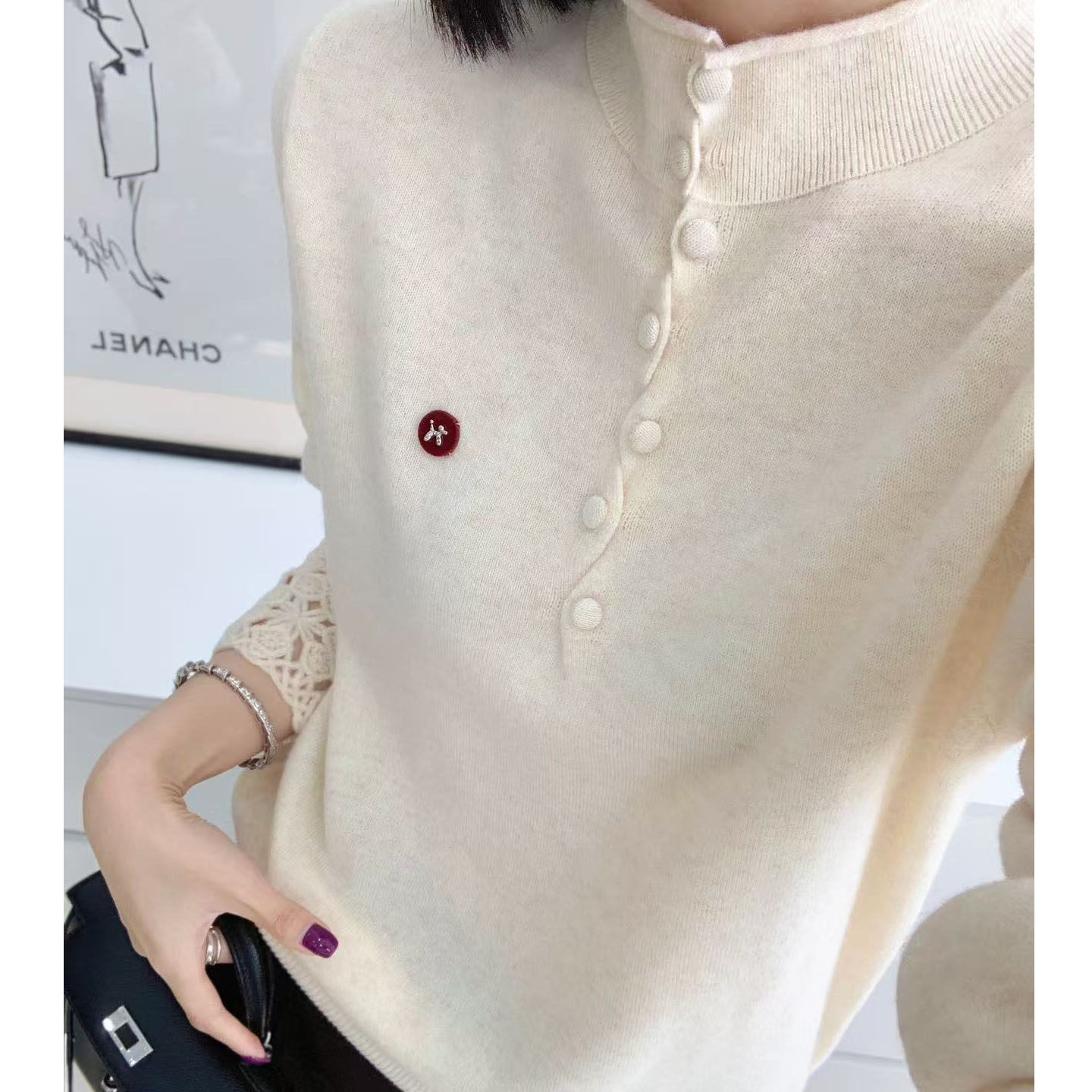 羊毛衫女100纯羊毛打底针织衫上衣毛衣女2025新款超好看冬衣内搭,淘宝优惠券,粉丝福利购,淘宝优惠卷