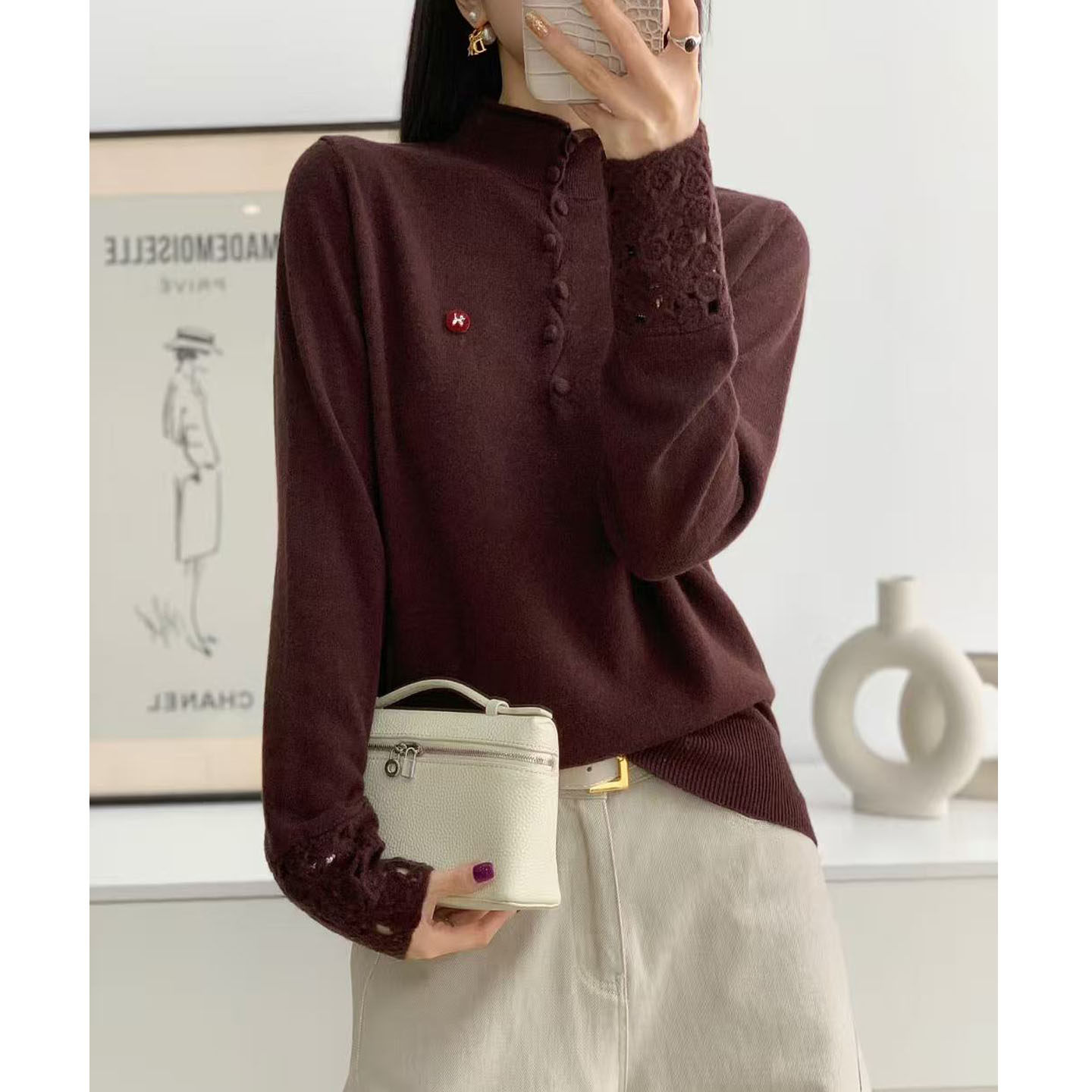 羊毛衫女100纯羊毛打底针织衫上衣毛衣女2025新款超好看冬衣内搭,淘宝优惠券,粉丝福利购,淘宝优惠卷