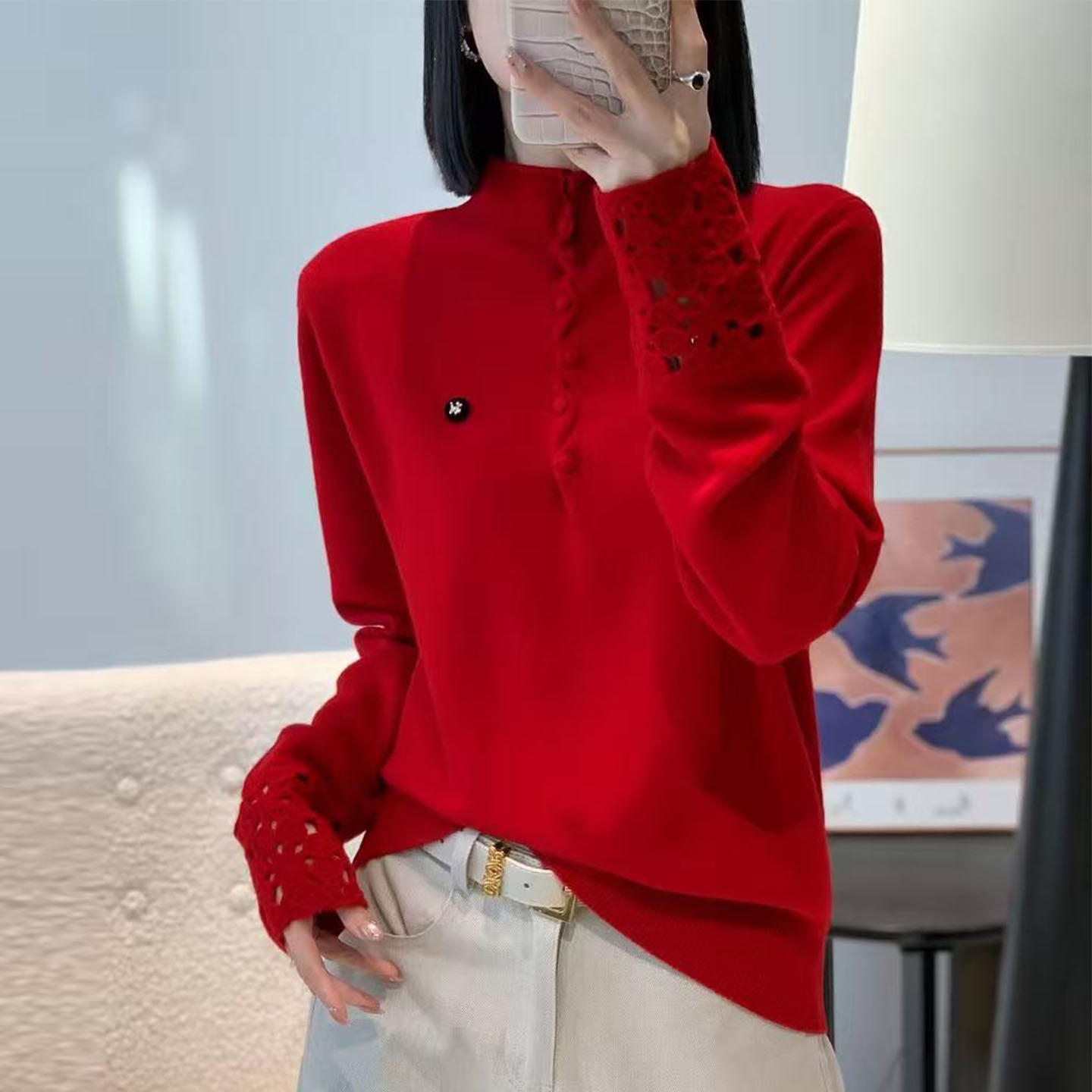 羊毛衫女100纯羊毛打底针织衫上衣毛衣女2025新款超好看冬衣内搭,淘宝优惠券,粉丝福利购,淘宝优惠卷