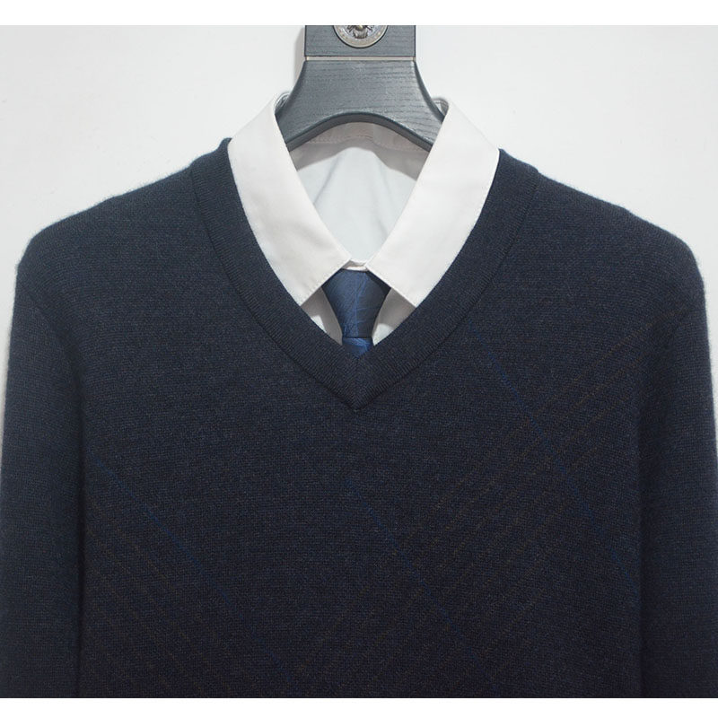 中老年男士毛衣唐古拉牛绒衫v领加厚凤凰金兔秋露羊毛衫男款冬季