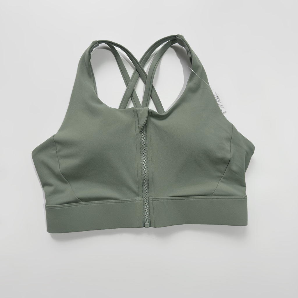 锦氨纶裸感磨毛运动内衣防震高强度前拉链瑜伽文胸运动健身背心女 - 图0