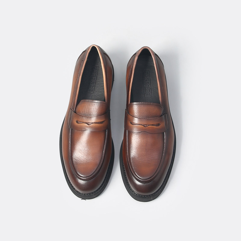 谁穿谁帅/英伦复古手工擦色韩版一脚蹬懒人真皮乐福鞋男豆豆鞋,淘宝优惠券,粉丝福利购,淘宝优惠卷