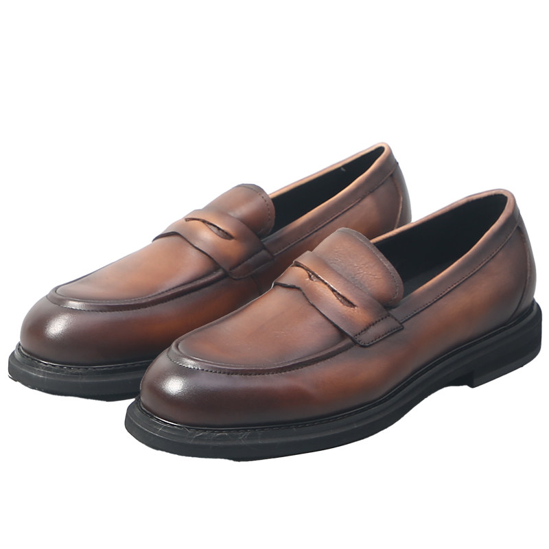 谁穿谁帅/英伦复古手工擦色韩版一脚蹬懒人真皮乐福鞋男豆豆鞋,淘宝优惠券,粉丝福利购,淘宝优惠卷