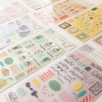 Spot Japanese ancient Sichuan paper work qualified transparent sticker small flower cake kitty cute daily hand account material sticker