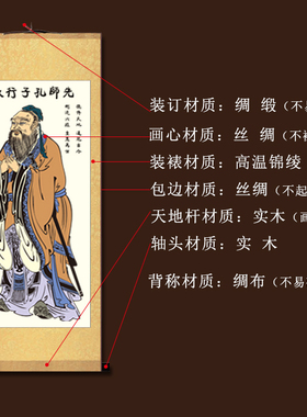孔子画像丝绸卷画挂画学校教室