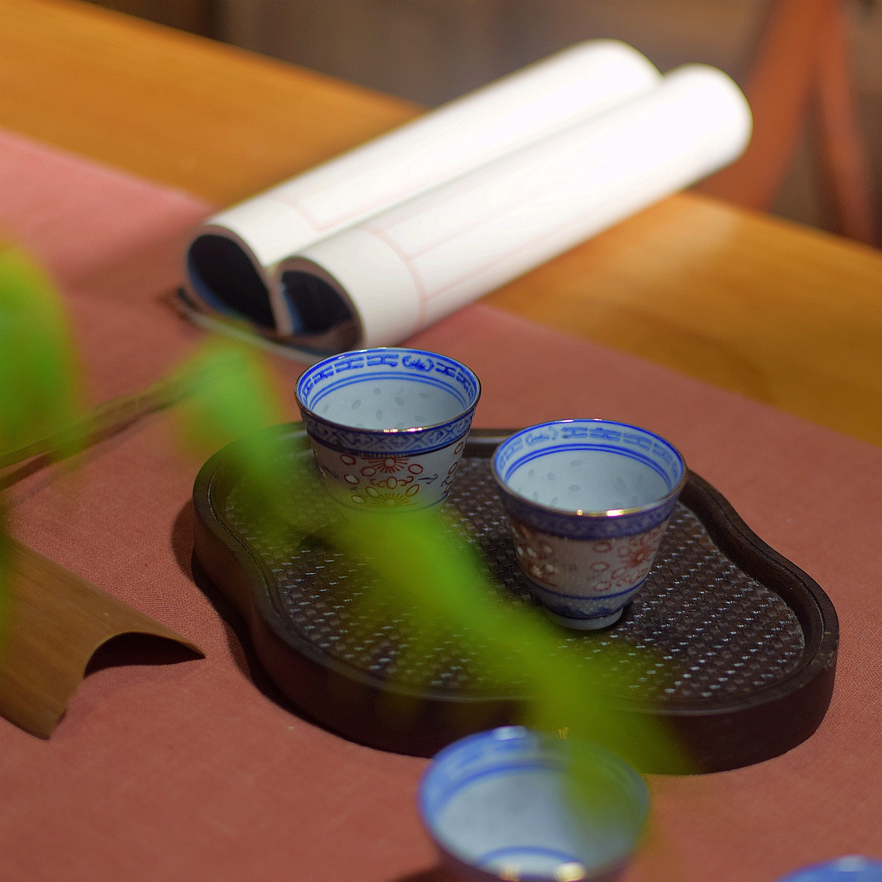 八十年代光明瓷厂青花玲珑四缸杯老厂货老货玲珑瓷 - 图0