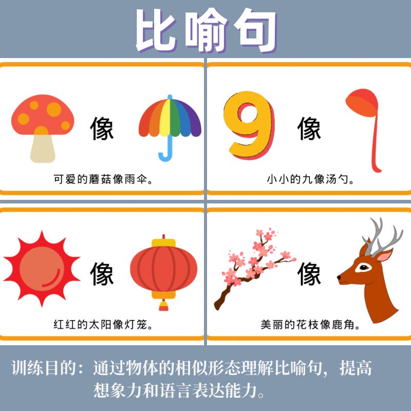 比喻句卡片 什么像什么 儿童语言发育迟缓训练认知幼儿语言理解