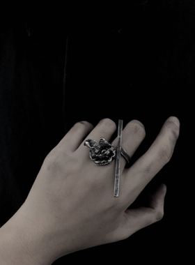 原创手工纹理碎钻宝石不规则戒指