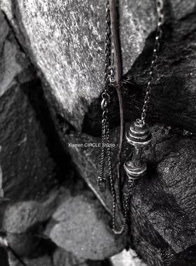 手工杠铃健身暗黑运动装备项链