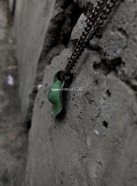 绿帽子珐琅首饰订制纯手工银链子项链s92纯银20ss搭配服装设计