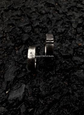 宝石刻字哑光磨砂面婚戒