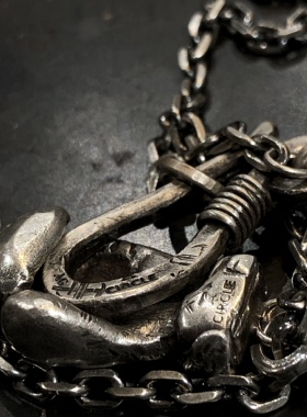 手工运动健身配饰原创暗黑银项链