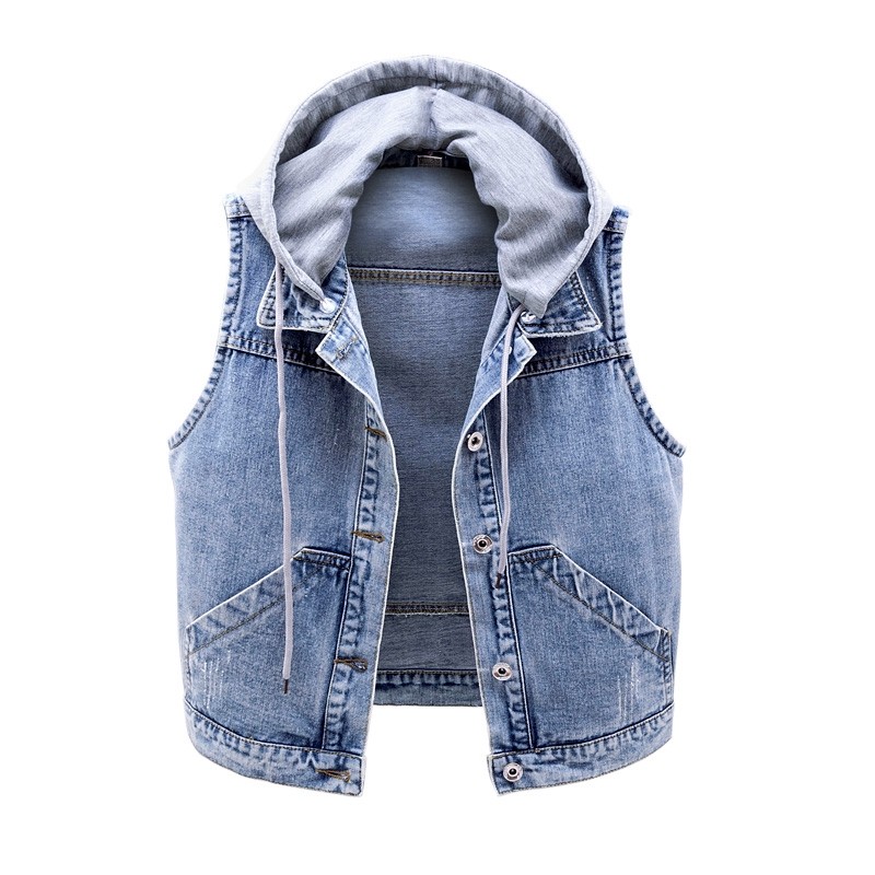 牛仔马甲女短款2025春秋新款韩版宽松连帽无袖夹克百搭修身上衣潮,淘宝优惠券,粉丝福利购,淘宝优惠卷