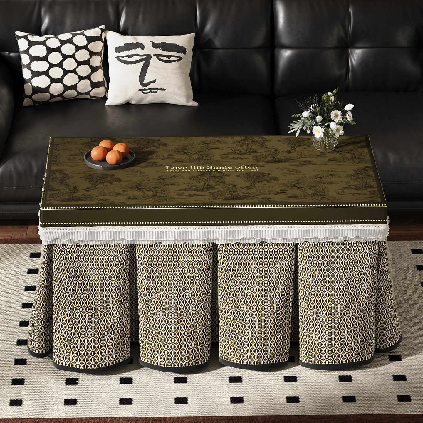 轻法式高颜值烤火罩中古风电炉罩加厚复古美式长方形烤火被新款,淘宝优惠券,粉丝福利购,淘宝优惠卷