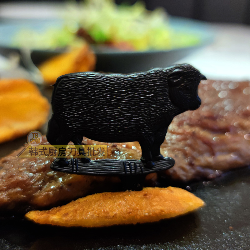 创意西餐牛排签牛扒插牛肉生熟食标塑料插签插牌标识牌插旗水果签 - 图2