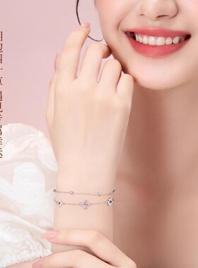 S925纯银四叶草手链女款轻奢小众