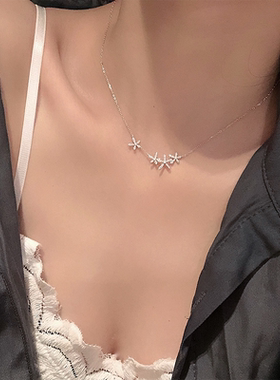 S925纯银小花项链女轻奢小众